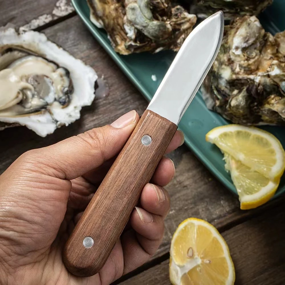 XB459 厨房304不锈钢生蚝刀浅棕色