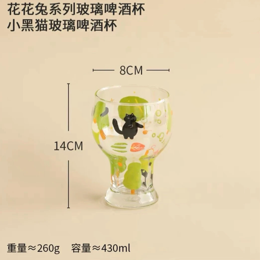F496 小黑猫玻璃啤酒杯