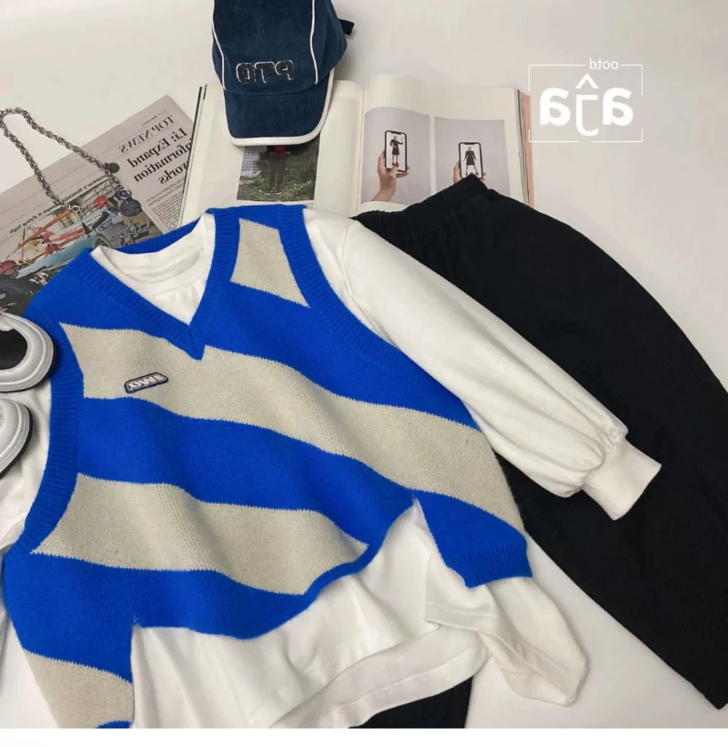 男童背心毛衣2024秋季新款儿童宝宝洋气韩范宽松针织衫马甲上衣潮