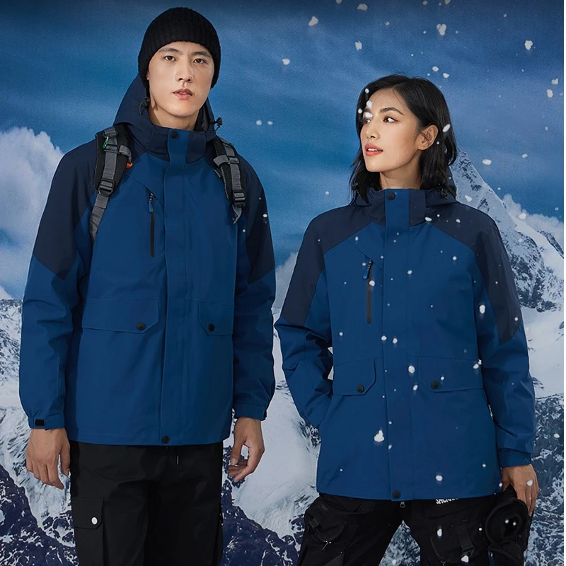 冬季女款冲锋衣羽绒服三合一抗寒保暖加绒加厚防水户外滑雪衣8813