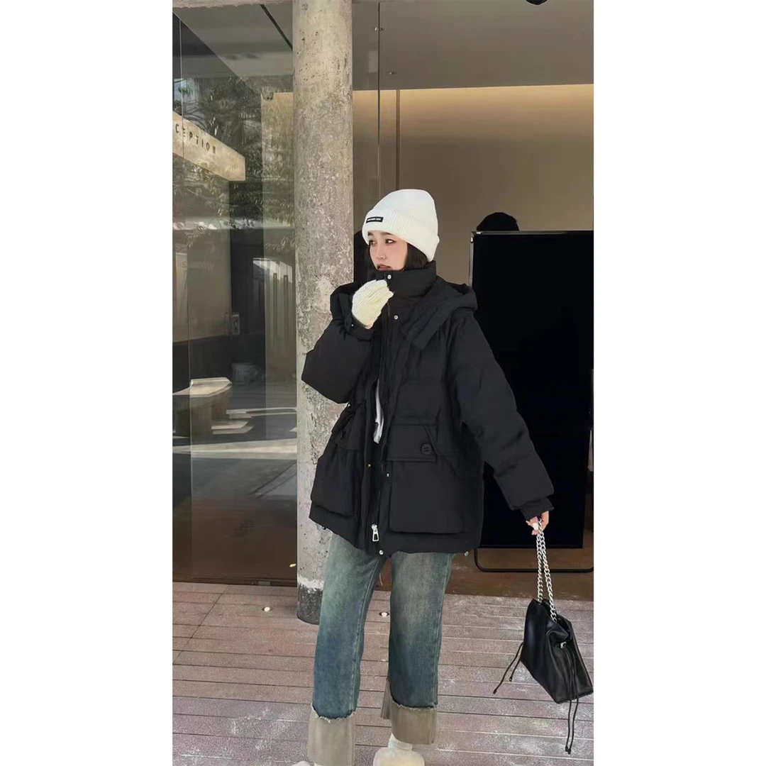 休闲连帽百搭时尚宽松加厚白鸭绒羽绒服1561