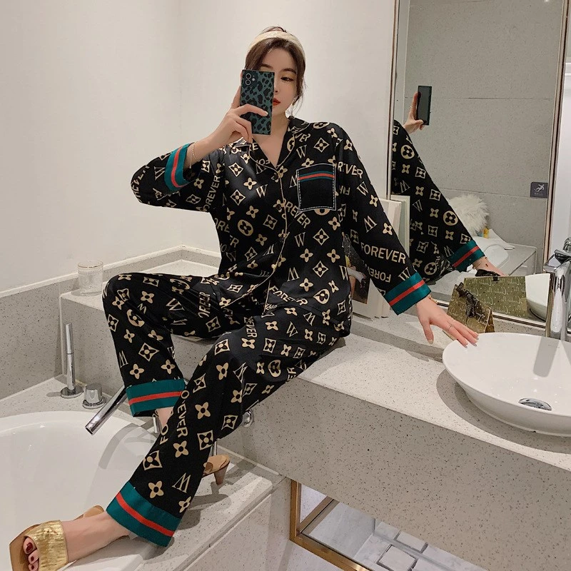 达芬奇密码秋冬新款大牌风男女同款情侣款睡衣家居服套装内衣女