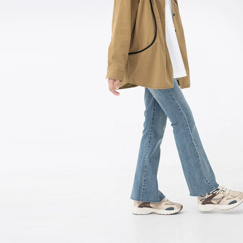 小小大星球童装 冰镇蓝椰裤弹力喇叭裤 女童春秋百搭修身微喇裤子