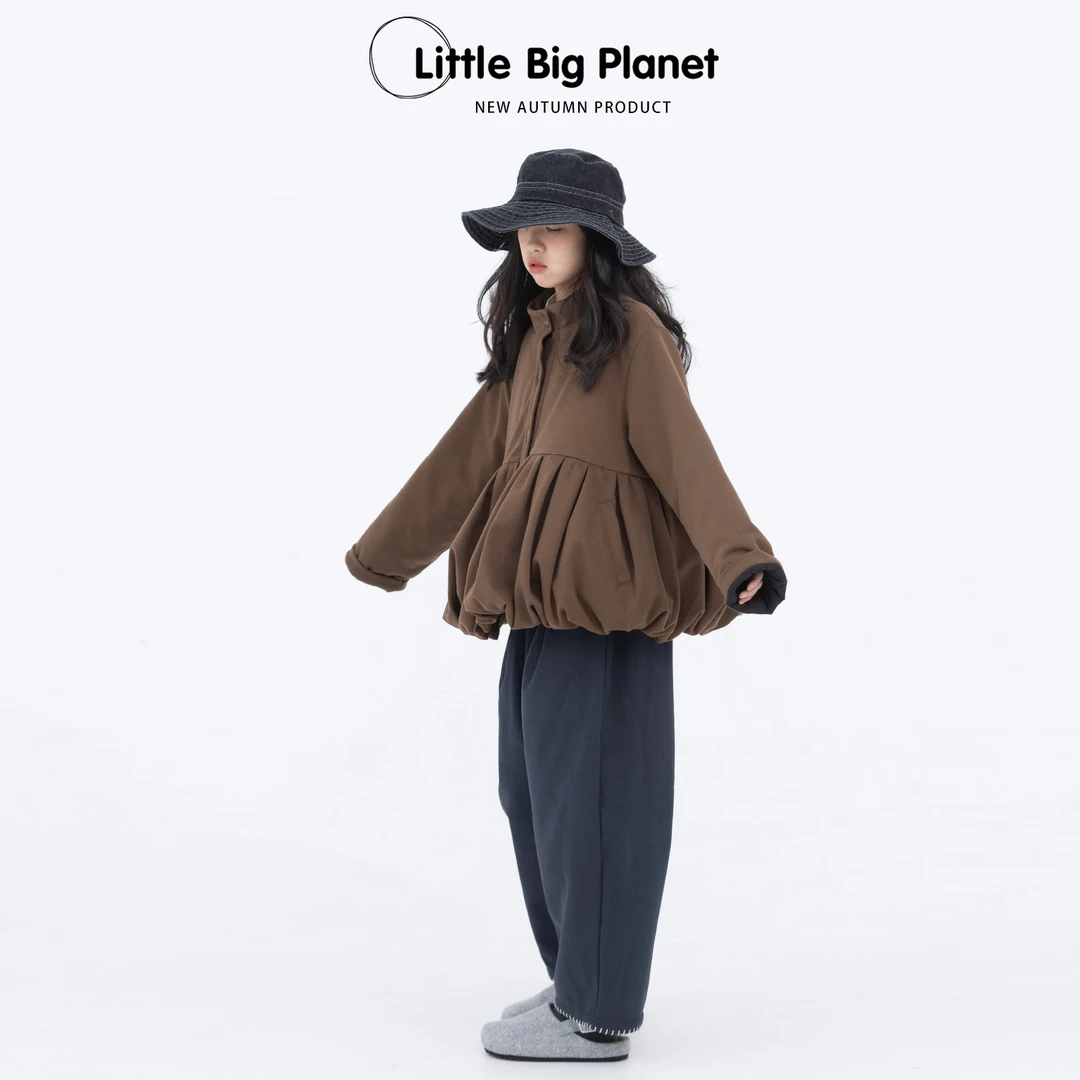 小小大星球童装 花苞型立领开衫夹克 男女童百搭泡泡加厚夹棉外套