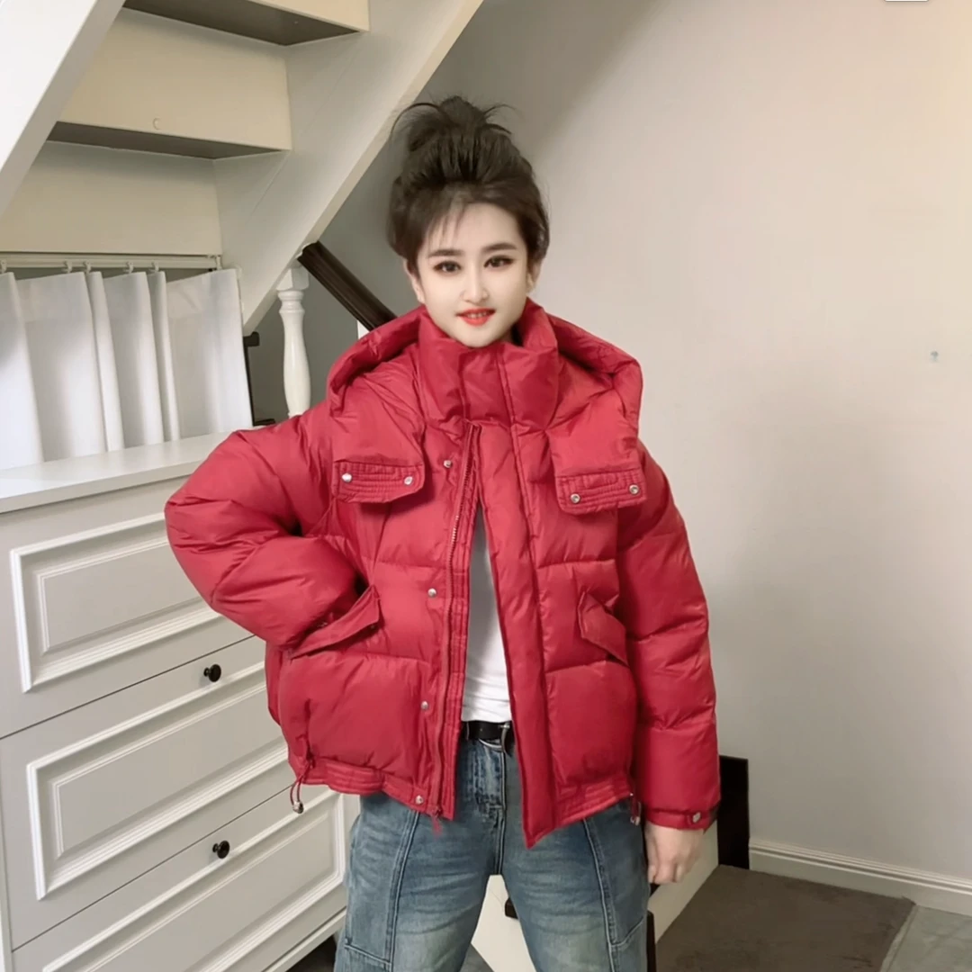 涵范＋冬季新款【0234】休闲百搭连帽棉服女网红款宽松加厚小个子