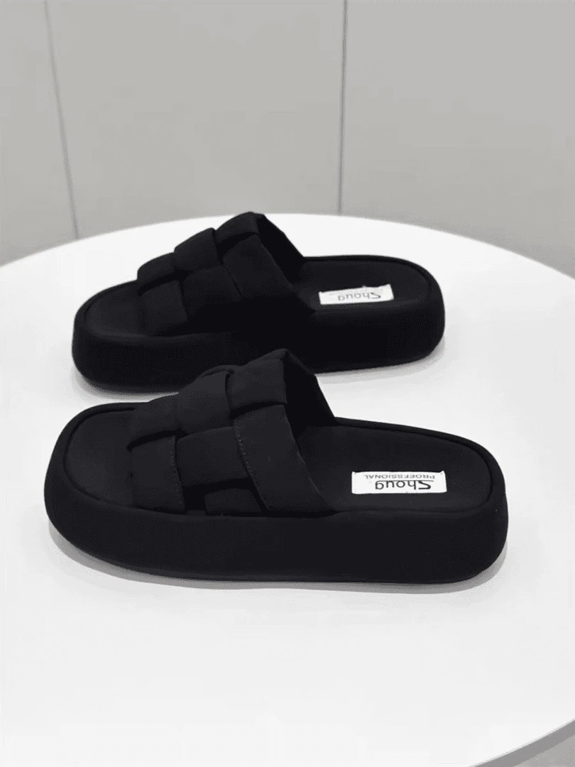 3635女鞋编织拖鞋外出轻便厚底百搭沙滩一字拖潮