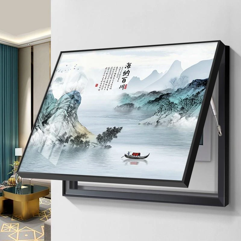 山水画装饰画现代无痕颜值2025简约电表箱挂画配电箱免挂画装饰画