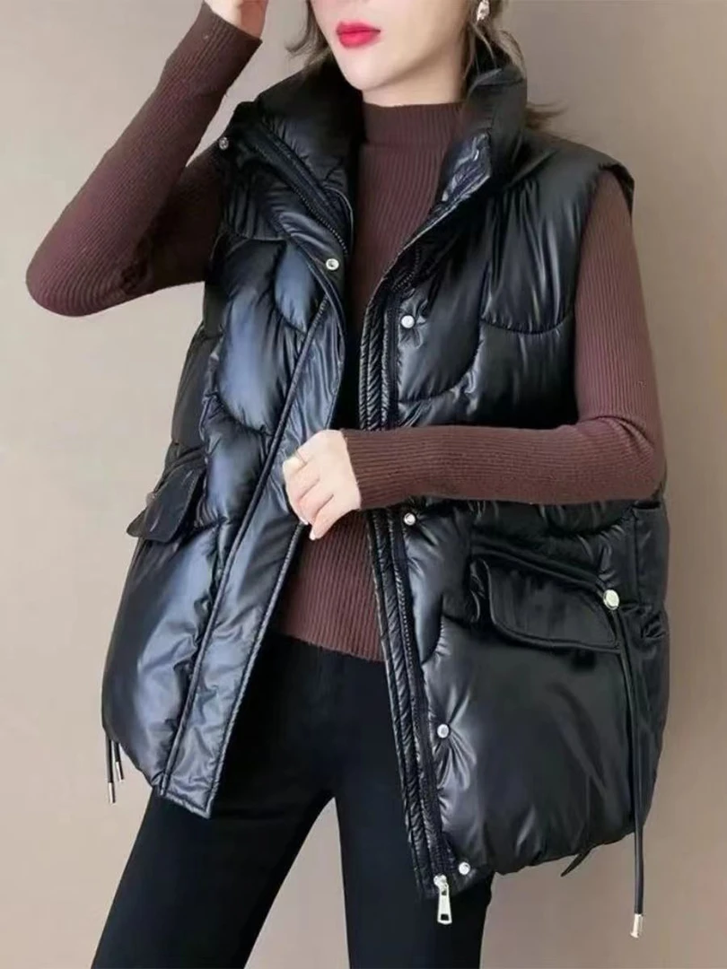 【618款】爆款韩版时尚立领暖马甲休闲潮流百搭外搭宽松大码胖mm款