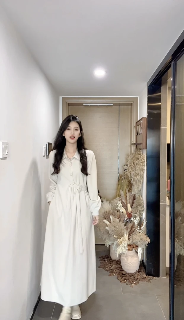 AN.XIN【白色情书】ins穿搭～小众不规则绑带减龄连衣裙855