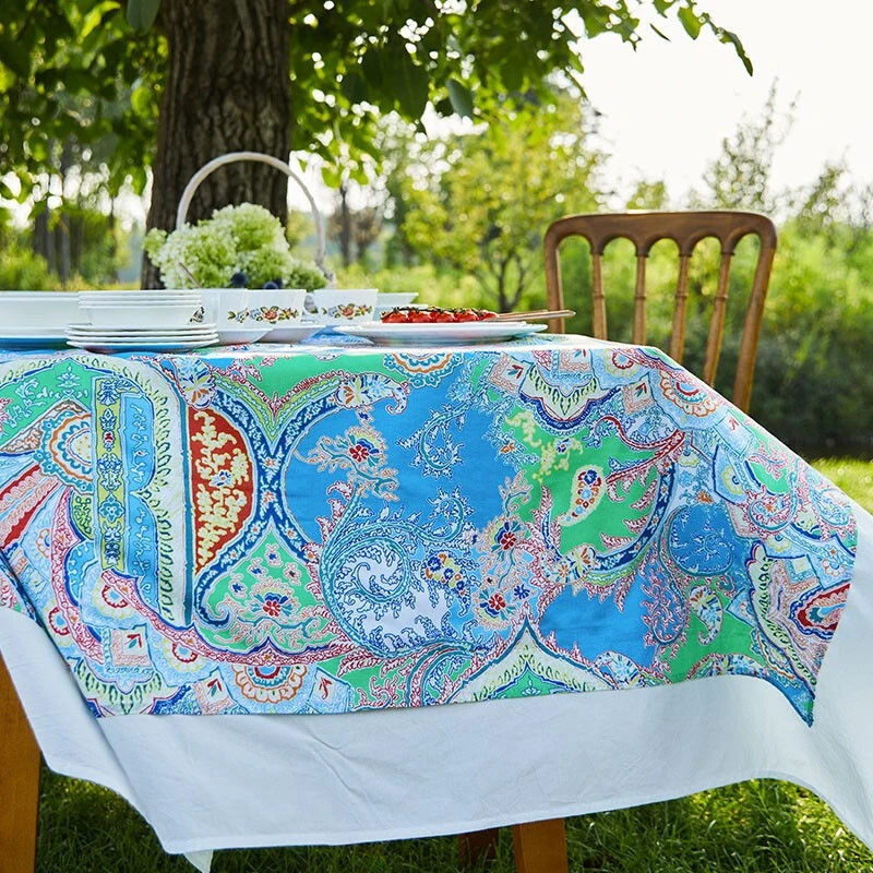 桌布布艺长方形台布美式田园春夏四季通用纯棉双层桌布家