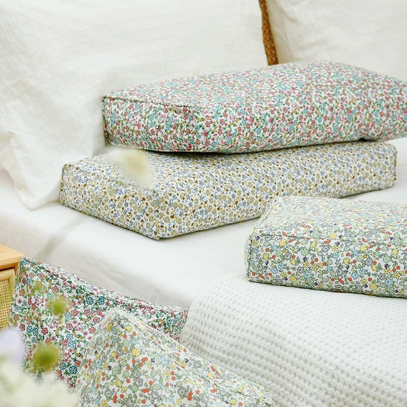 夏日碎花长方形单人荞麦枕头枕套全荞麦壳枕头