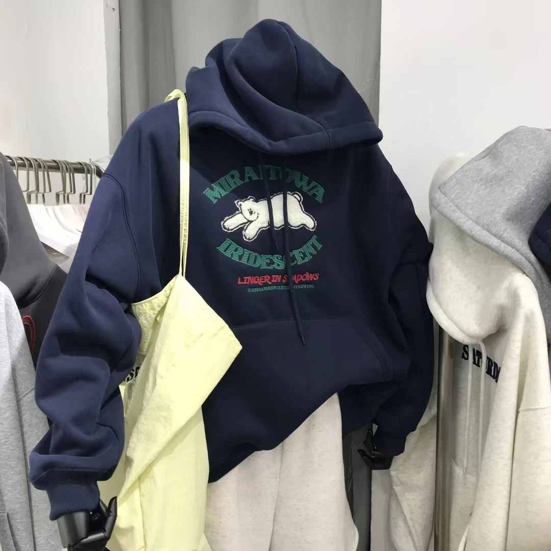 加绒北极熊连帽卫衣  休闲  百搭  带帽  冬季