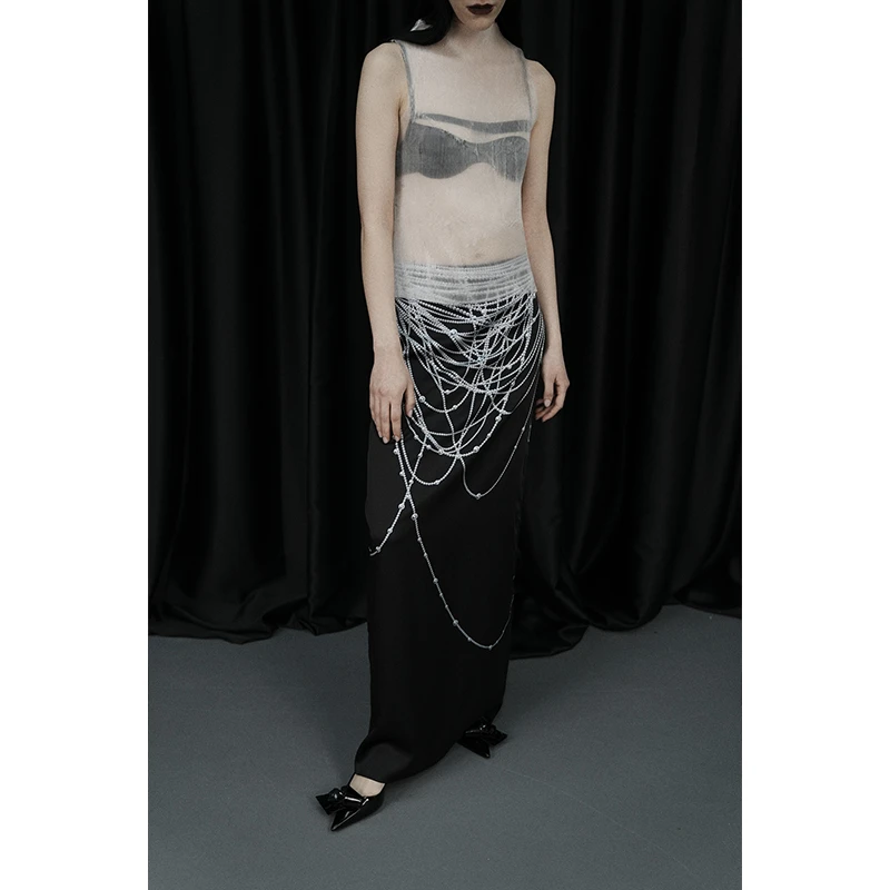 A KIND EGO【5折】三维立体感珍珠印花H型半裙痞幼同款 K5316