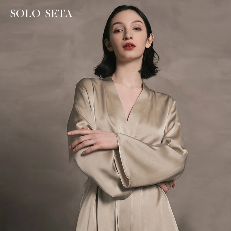soloseta22姆米桑蚕丝睡衣套装女轻奢桑蚕丝绸家居服四季款