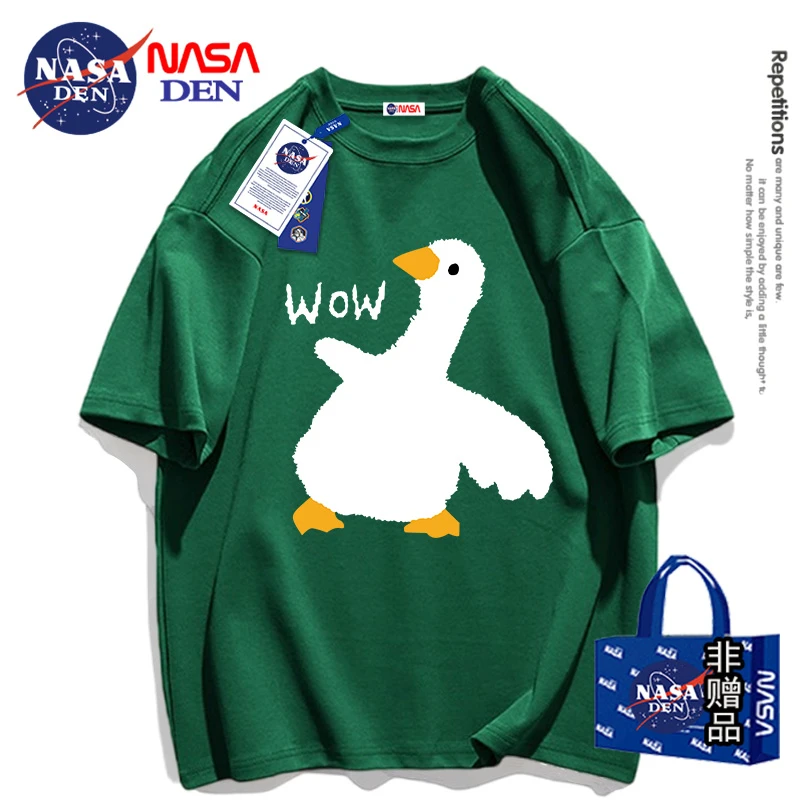 NASA联名重磅韩版卡通鸭仔纯棉短袖t恤女夏季新款宽松情侣款上衣