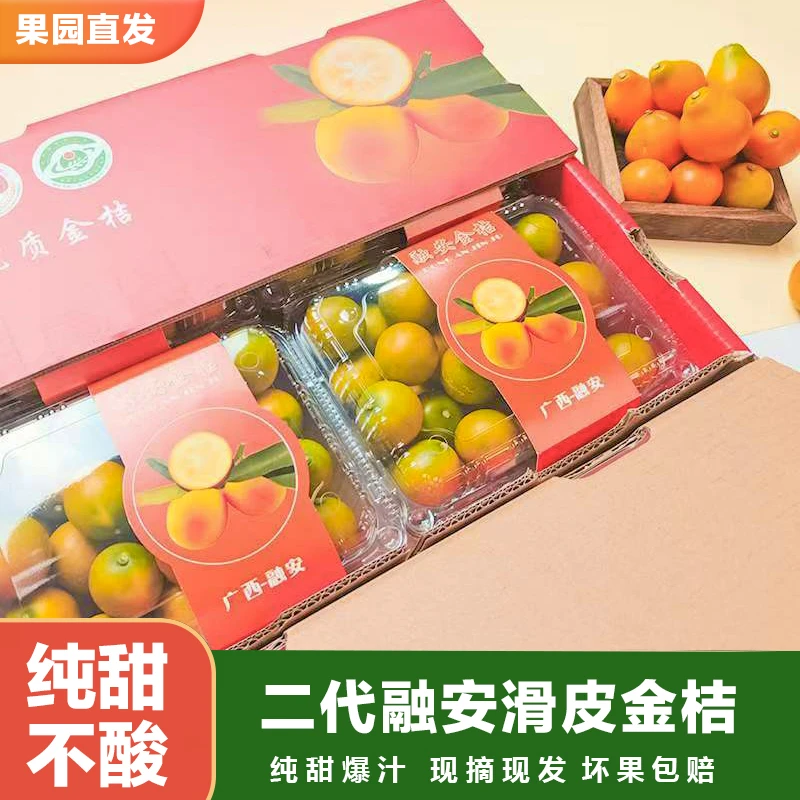 顺丰包邮【广西融安二代滑皮金桔4斤礼盒】新鲜现摘当季水果爆汁