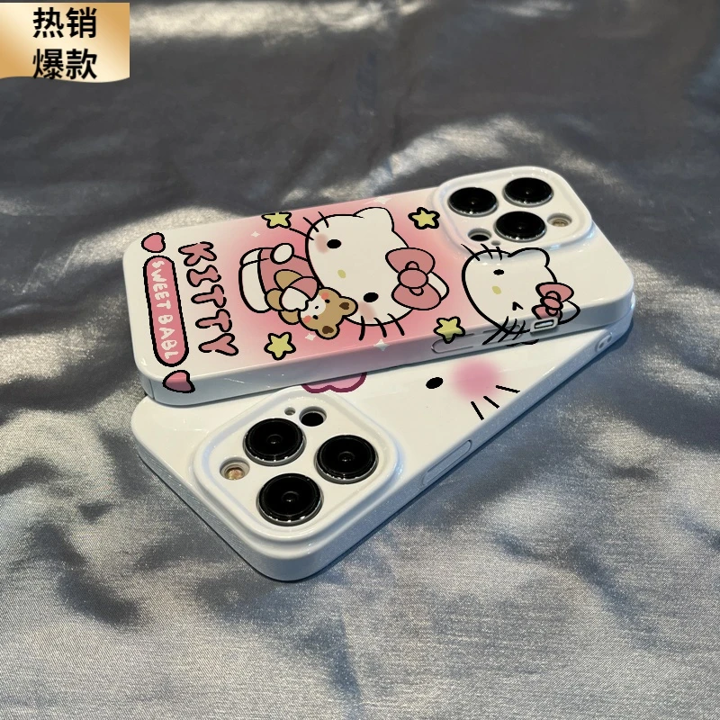 苹果13手机壳高级感iphone14pro新款ins情侣闺蜜KT猫全包菲林硬壳