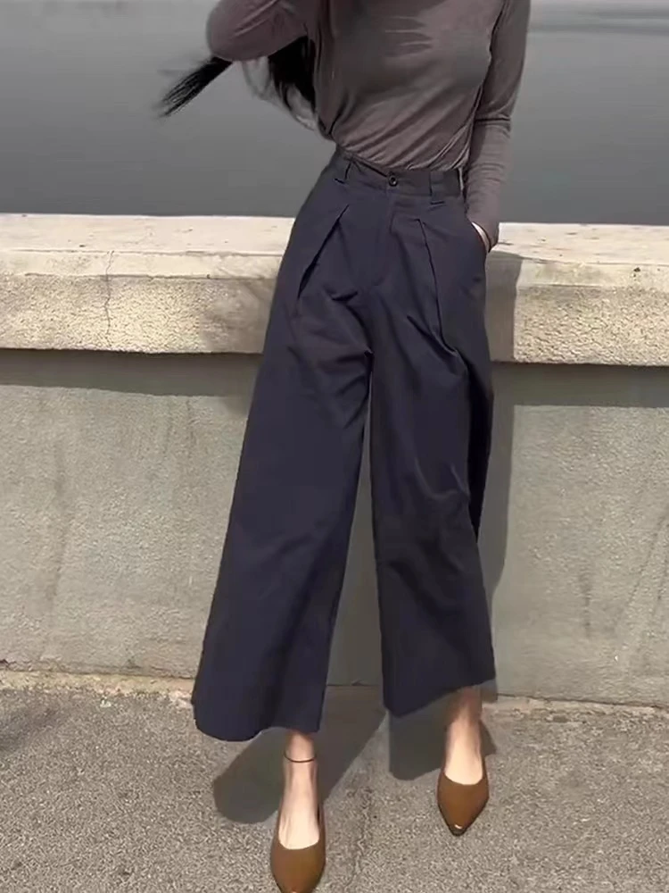 2025秋季新款梨型身材胖MM阔腿西装裤高腰显瘦休闲裤小个子九分裤