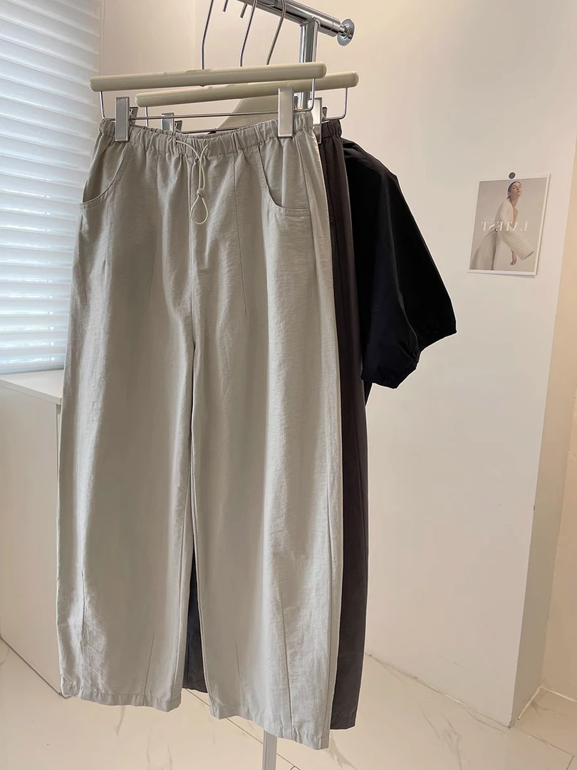 大码女装夏季新款阔腿直筒休闲裤2024显瘦胖mm梨形身材高腰弯刀裤