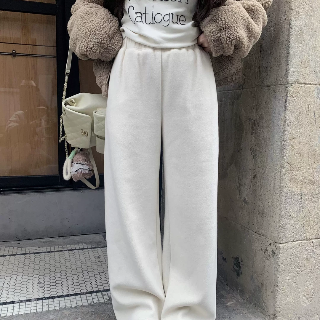 大眼LARGE EYE小个子云朵裤升级版加绒直筒裤女宽松显瘦休闲裤