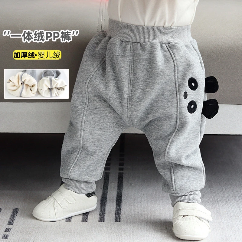 婴儿加厚保暖裤子冬季男小童休闲裤加绒一岁长裤女宝宝屁屁裤冬装
