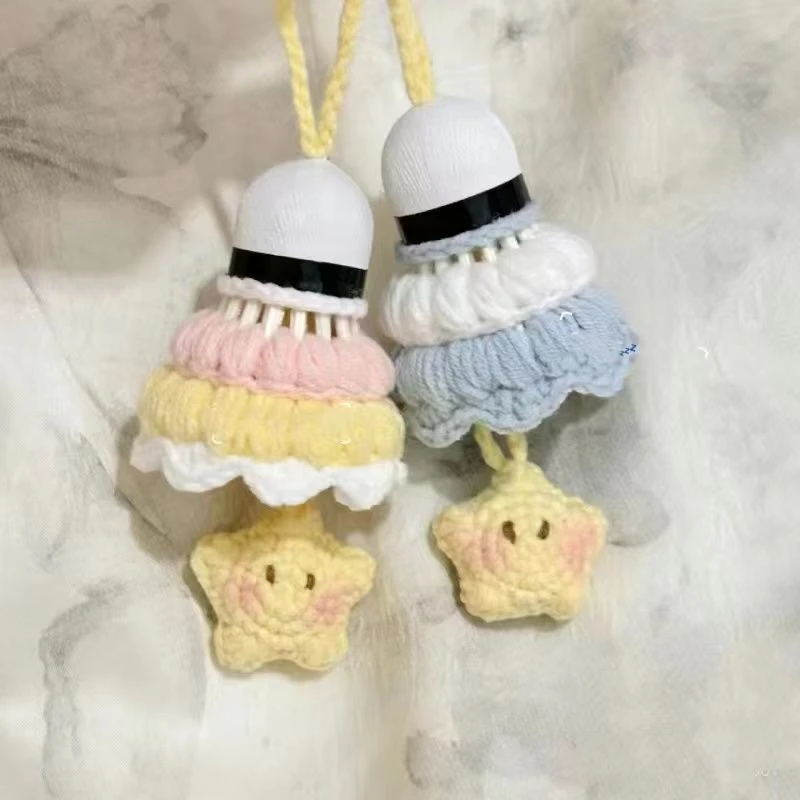 手工星星羽毛球diy钩织挂件编织材料毛线钩针可爱闺蜜球搭子礼物
