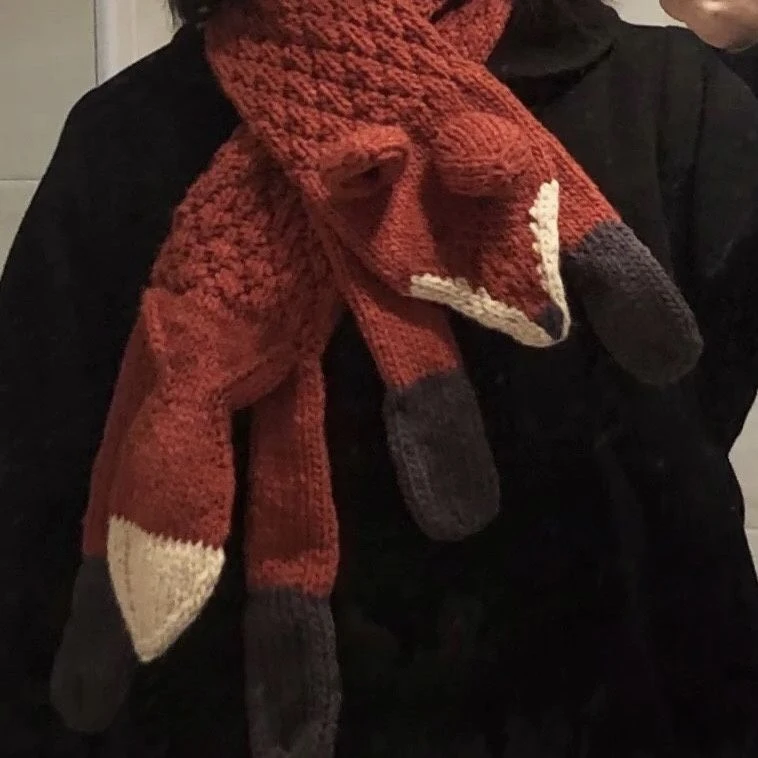 卡通狐狸围巾手工编织diy送男朋友编织毛线回头率高女朋友必备