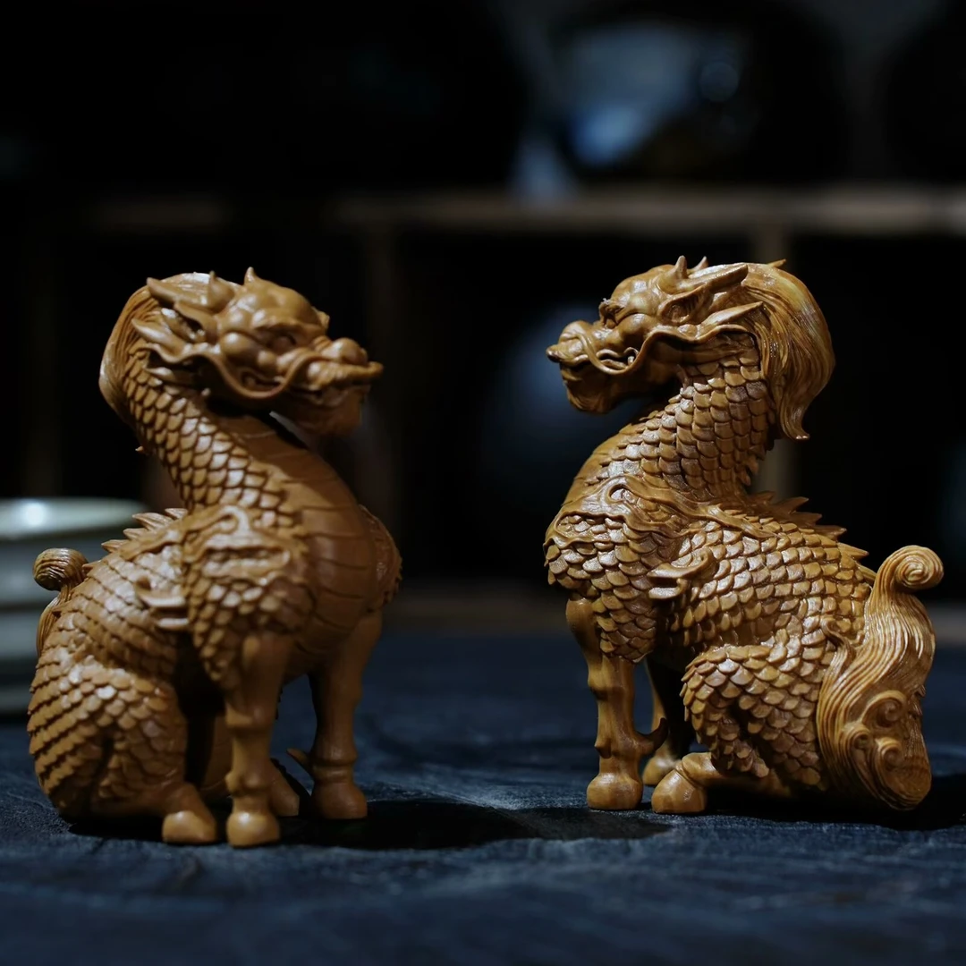 千石原石原创手工雕刻立体明式麒麟茶宠可养可玩可摆茶宠摆件国风