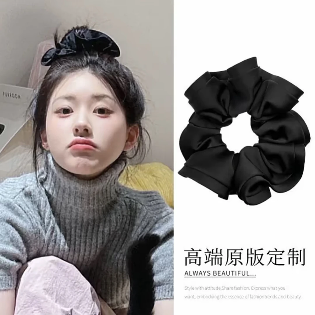 重磅!法式高级感大肠发圈ins超大木耳边花苞缎面大肠圈气质发绳