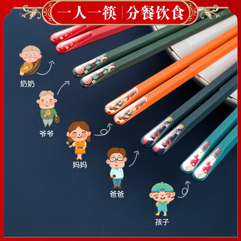【过年不打烊】高档国风合金筷子一人一筷防滑防霉耐高温家用筷子