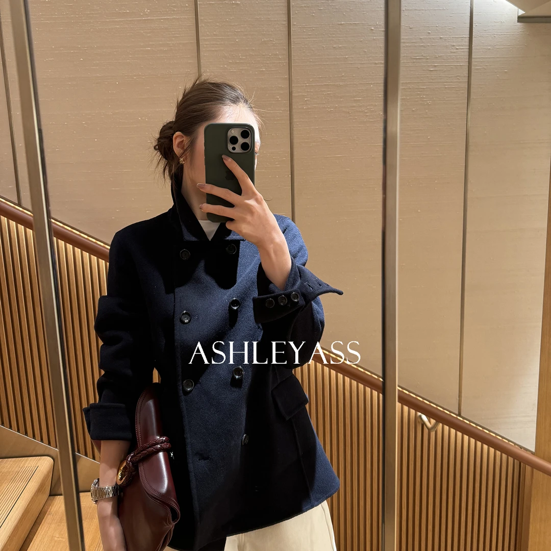 【ASHLEYASS】“深意大衣”绵羊毛+山羊绒双排扣保暖大衣LSS241665S
