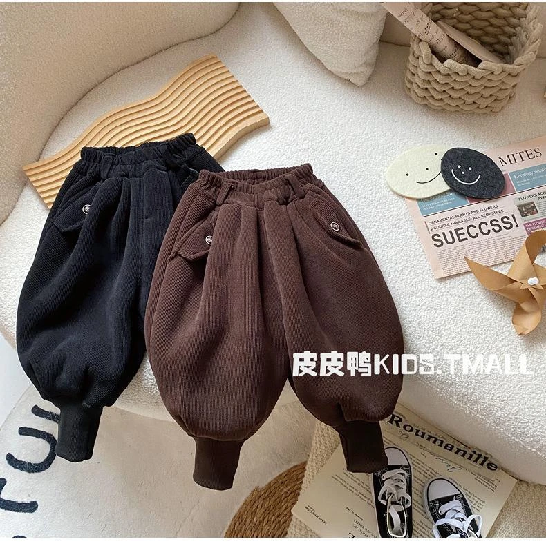 儿童冬季2023新款小童灯笼裤束腿裤宝宝加绒加厚保暖韩版长裤潮款