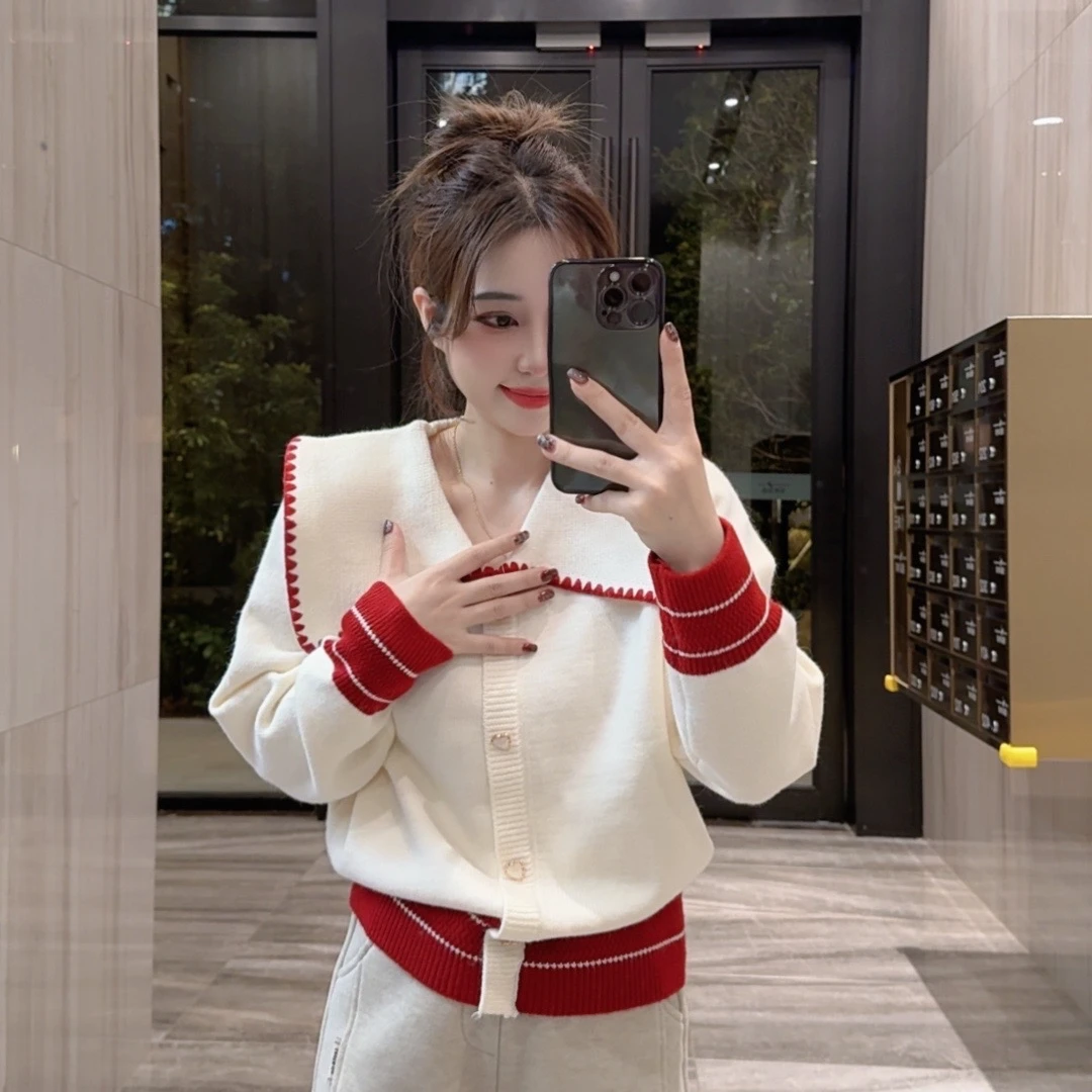 奈奈妮②145小个子【粉妆玉砌】针织毛衣撞色洋气减龄设计感6813