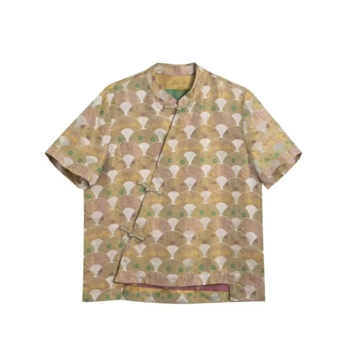 新中式时尚气质宋锦提花休闲上衣宽松百搭中国风上衣