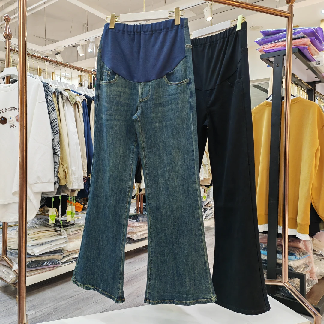 孕妇装喇叭牛仔裤春秋显瘦微喇秋款休闲外穿牛仔裤喇叭裤