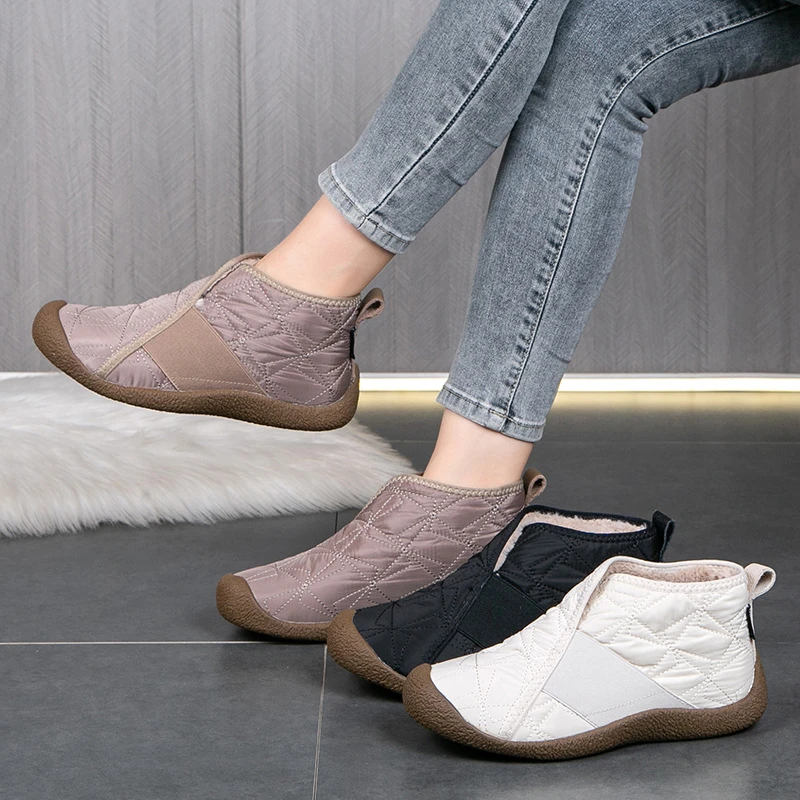 防水防滑2025冬季新款女士加绒加厚雪地靴保暖舒适妈妈棉鞋女棉鞋