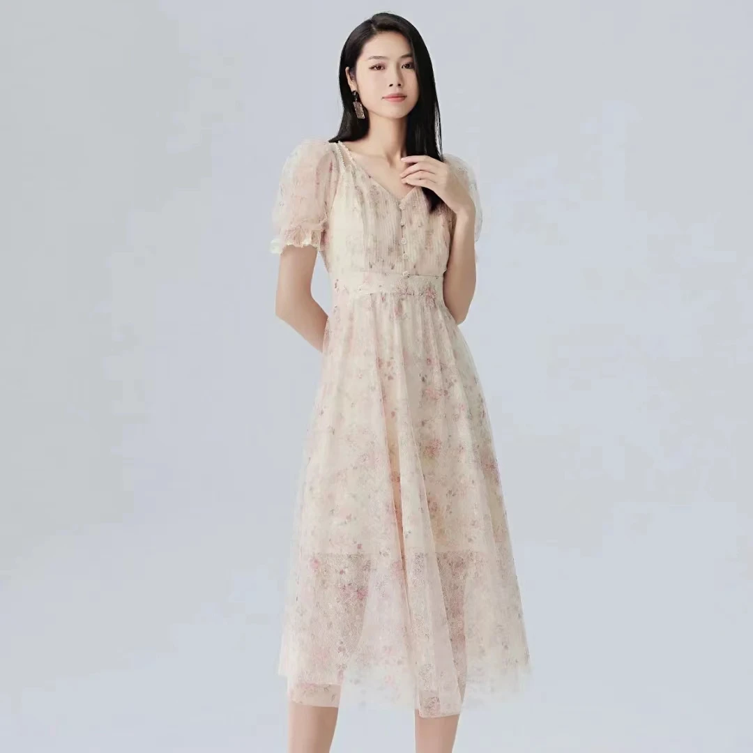 【丽姐专属】EVA OUXIU/伊华欧秀碎花连衣裙32WAQ3254