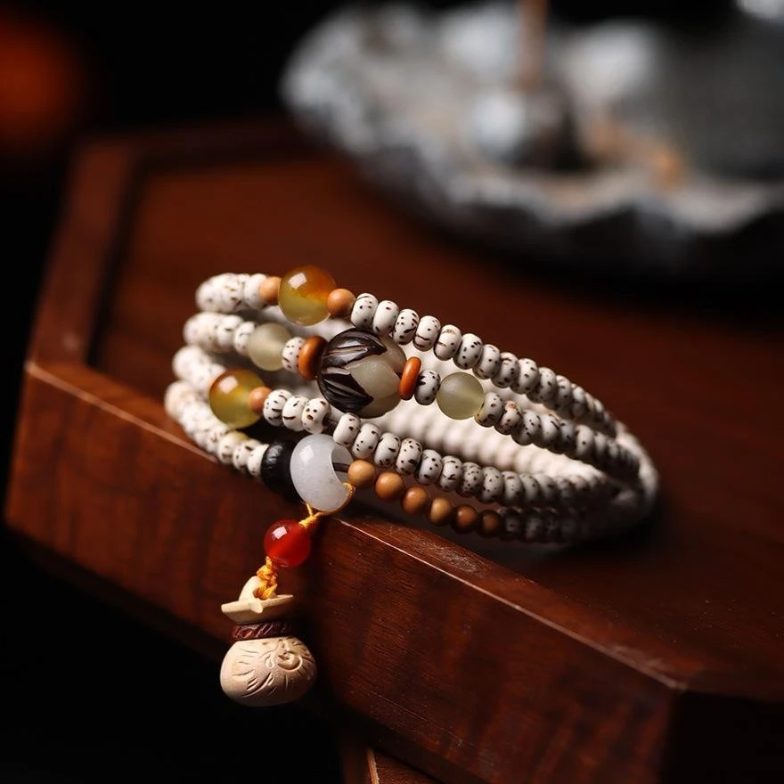 原创海南干磨星月菩提手串迷你小星月搭配时尚小福袋款文玩手串