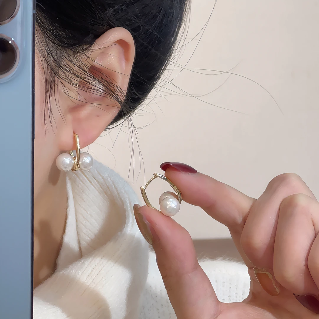 铜合金耳饰 【恰度】气质高级珠珠耳扣0563