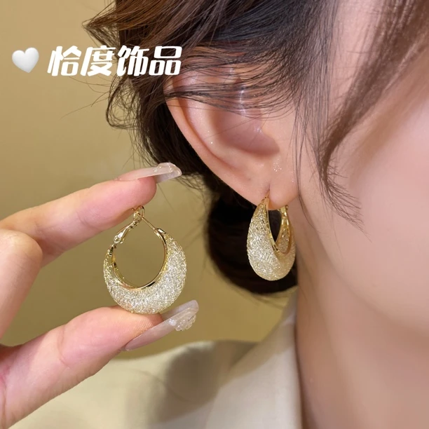 恰度｜网状镶钻耳环高级感圆圈耳环