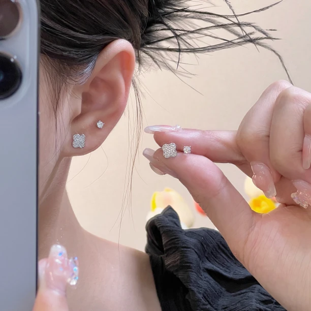 耳饰【恰度】网红小众简约风四叶草四件套