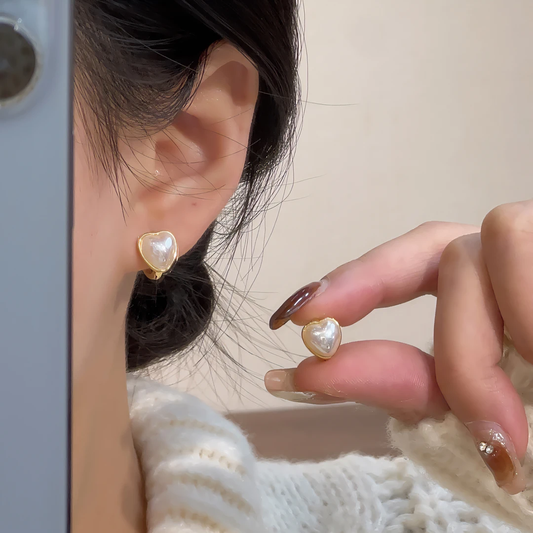 铜合金耳饰 【恰度】爱心珠珠耳扣0416