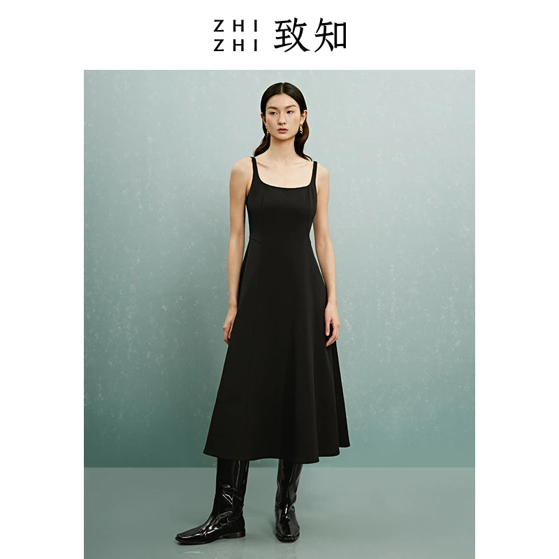 致知栏人 [白瓷裙] 吊带连衣裙2024新款女装收腰ZZ23SWL8311