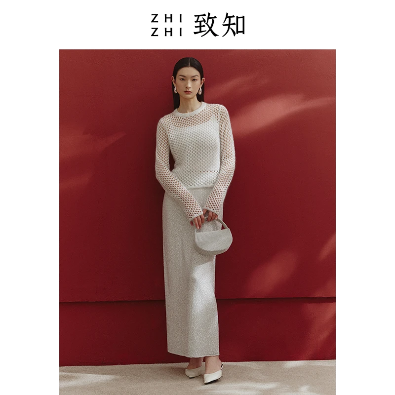 水晶帘 套头衫女2024年新款网眼镂空citywarm穿搭ZZ2CWKZO006