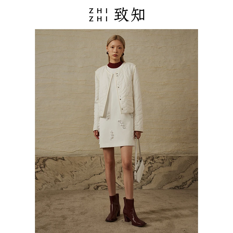 致知 桑子颖 棉服外套女2024秋季新款时尚短款设计感ZZ2CAWJ8034