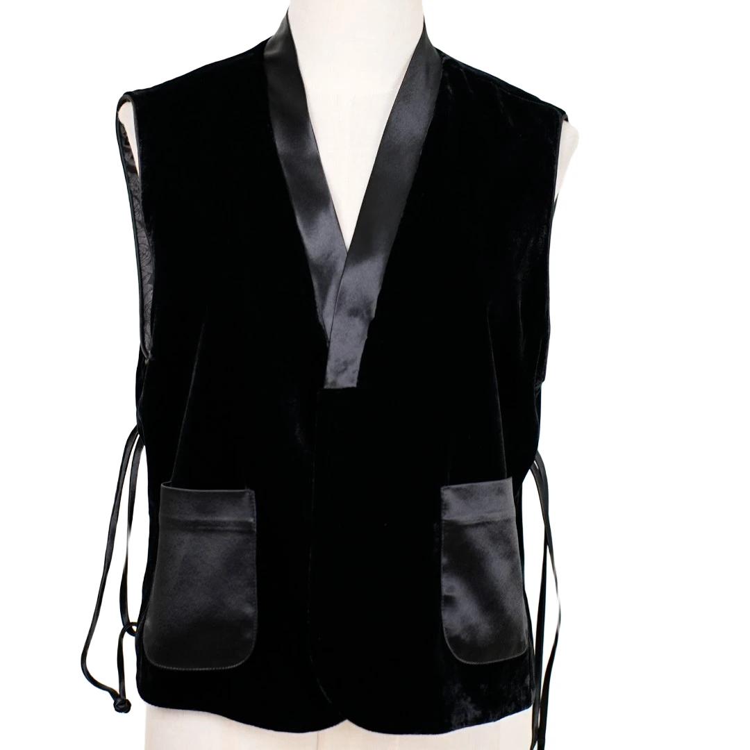 【瓶瓶•高定】秋冬双面穿真丝丝绒马甲百搭显瘦时尚国风背心马夹