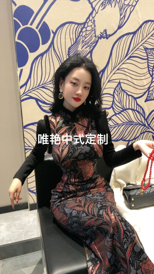 唯艳家【云霓雀羽】气质显瘦国风设计师包臀旗袍
