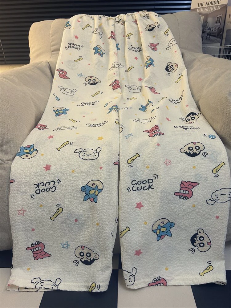 高个子加长版阔腿睡裤女卡通可爱薄款直筒学生校区遛弯居家长裤子