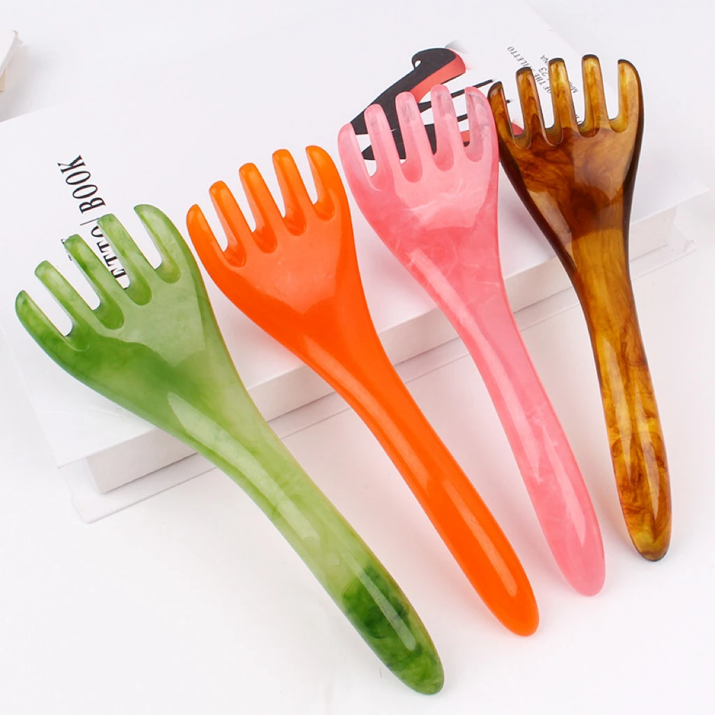 五爪头部按摩神器拨筋棒树脂五爪头部梳子神器按摩棒脸按摩器家用