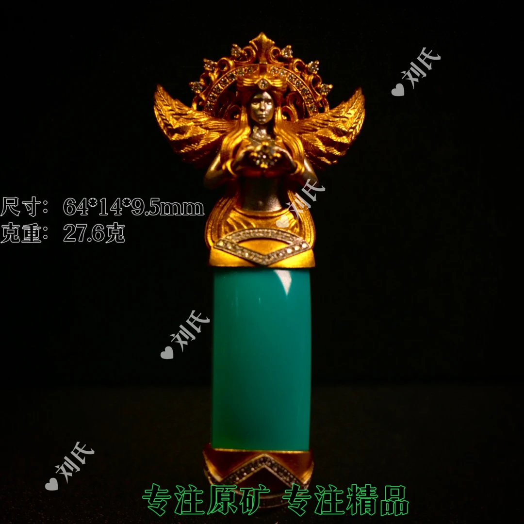 【刘氏】•湖北天然原矿无优化精品18K金镶嵌雅典娜女神吊坠